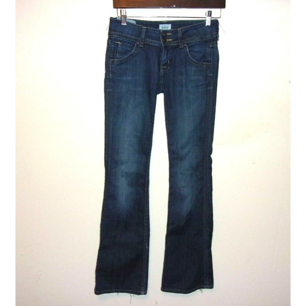Hudson Low Rise Flap‎ Buttons Straight Leg Blue Jeans Distressed 25 *flaws*